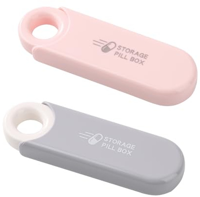 Tablettenbox Pillendose，Pillendose klein für unterwegs，Pillenbox für Vitamine, Medikamente, Pillen, Gute Dichtleistung, Erhaltung der medizinischen Eigenschaften. (Grau+Rosa)