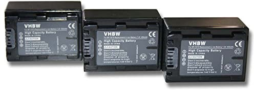 vhbw 3x batteria sostituisce Sony NP-FH70, NP-FH60 per videocamera camcorder (950mAh, 7,2V, Li-Ion) con infochip