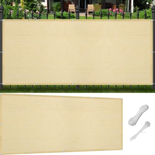 Vela Ombreggiante Traspirante 130 x 180 cm Rettangolare Protezione UV 98% Barriera Frangivista Telone per Giardino Protezione Solare per Arredo Esterno, Giardino, Terrazzo, Color Crema