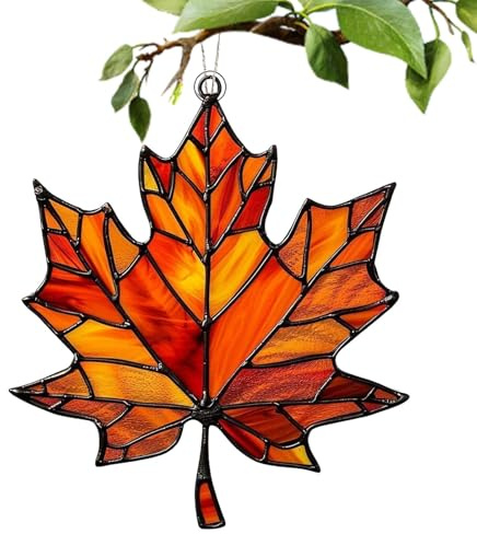 Hojas de arce artificiales como decoración colgante – Adorno acrílico de hojas de arce | Decoración de ventana Hojas de Otoño, Hojas de Arce Decoraciones de Otoño, Decoraciones de Halloween y Acción