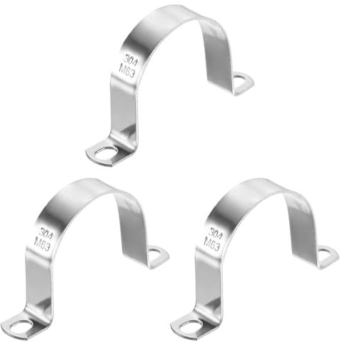 QUARKZMAN 3pz Morsetti per Tubi Rigidi in Acciaio Inossidabile 304, 63mm Collari Tubi Fascetta Stringitubo a U a Due Fori per Cavi Tubi Fili Cordoni