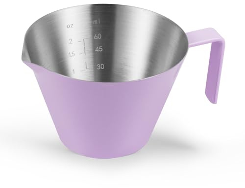 MHW-3BOMBER Tasses à expresso 100 ml avec poignée en acier inoxydable, pichet doseur à café en acier inoxydable, gobelet doseur à expresso, gobelet doseur, gobelets à sauce 100 ml, macaron violet
