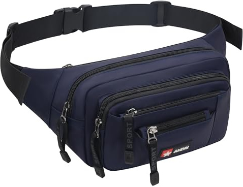 AirZyx wasserdichte Gürteltasche Bauchtasche Damen Herren Multifunktionale Hüfttasche mit Reißverschluss Geeignet für Reise Wanderung und Alle Outdoor-aktivitäten Schwarz