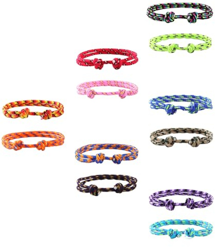 FUSONGQINTANG 12 Stück Surfer Armband Bunt Nautische Surf Armbänder Verstellbar Marine Seil Schnur für Männer und Frauen Surfer Geschenk