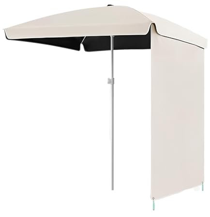 Ombrellone da Spiaggia 200 X 125 Cm, UPF 50+ Ombrellone Rettangolare Altezza Regolabile, con Borsa da Trasporto per Cortile, Terrazza E Balcone(White)