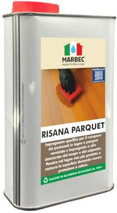 MARBEC RISANA PARQUET 1LT Impregnante Rigenerante per Pavimenti Usurati in Legno Verniciati e ad Olio