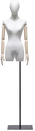 CYHTYM Schaufensterpuppe Weibliche Schaufensterpuppe, Ganzkörperkleid, höhenverstellbar, 170–210 cm, realistische Schaufensterpuppe, Kopf- und Armdrehung mit Metallsockel(White)