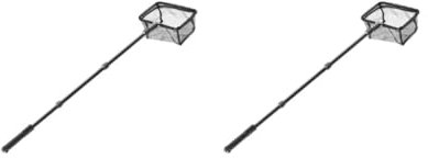 2 set di retine per pesci per acquario, retine per laghetti, strumento di manutenzione per acquario, rete in nylon fine, L, nero