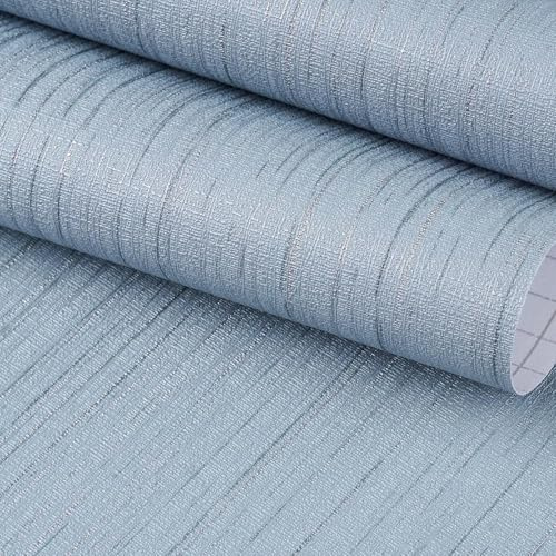 FunStick Tapete Selbstklebend Grau Blau Muster Tapeten Wohnzimmer Textur Grasgewebe Klebefolie Möbel Leinenoptik Gräuliches Blau Tischfolie Schrankpapier Selbstklebende Wandtapete Badezimmer 40CMX2M
