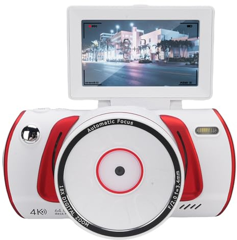 Annadue 64MP 4K Digital Camera for Photography, Vlogging Camera with WiFi, 3 Inch Flip Screen, 18X Digital Zoom, Autofocus, Anti Shake, Video Camcorder Cam for Travel (White)