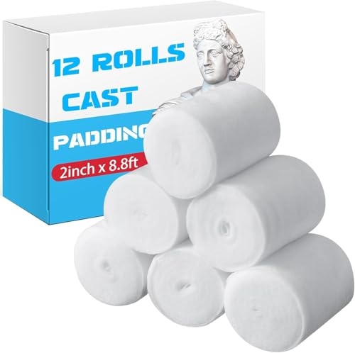 Heclia 6 Rolls Cast Padding, Soft Cotton Padding Bandage Cast Use with Plaster Cloth Gauze Bandages for Halloween Wrap Bandages Art Projects Body Casts Hobby Craft, Individual Pack Bandage Wrap Rolled