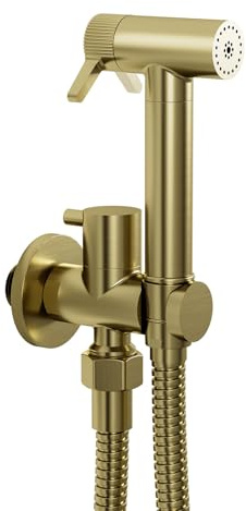 Pulvérisateur de Bidet, Kit Douchette Wc Haute, Double Fonction douche WC, douchette à main, Pulvérisateur de Toilette Avec 1.2M Tuyau, nettoyage des couches, bain pour animaux (Or)