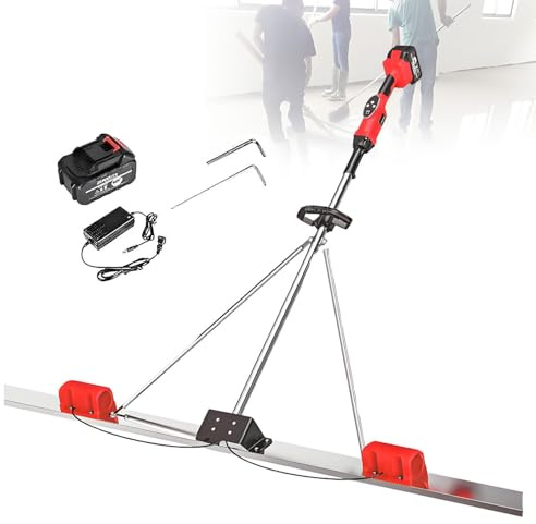 AiODiO Massetto per calcestruzzo a Batteria Bull, massetto Elettrico a Batteria, Motore brushless, 9 impostazioni di velocità,3000-6000 Giri/min, per Costruzioni stradali 1.8m-1*Battery