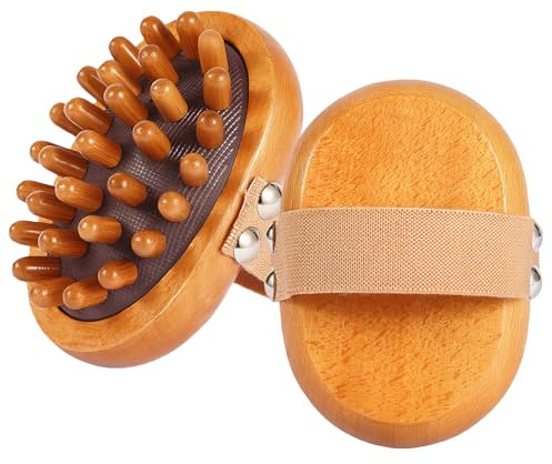 MASSOVIBE Massagewerkzeuge aus Holz, Meridian-Massagebürste für Bauch, Kopfhaut, Rücken, Ganzkörpertherapie, Massagegerät für Muskelentspannung, Lymphdrainage