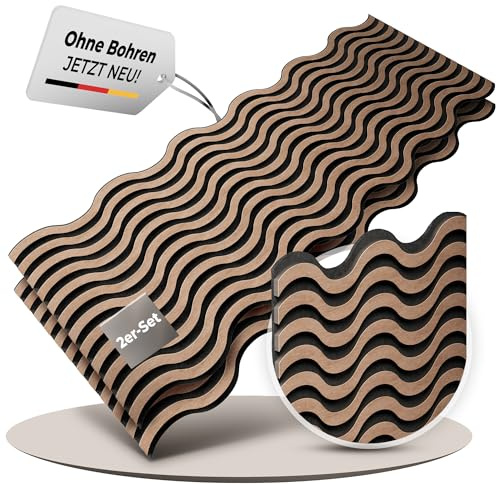 Good Materialzz® ,Wandpaneele, Akustikpaneele,115x60x5 cm (2er set), 3d Wandpaneele Selbstklebend, Wandverkleidung Innen, Paneele Wand, Akustikpaneele Selbstklebend, Schallschutzplatten, Eiche