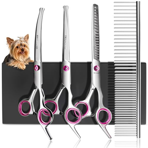 Ciseaux Toilettage Chien kit,Tête ronde de sécurité,Pour Chiens et Chats