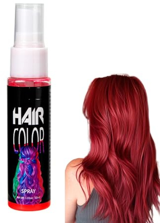 Rot Temporärer Haarspray | Auswaschbares Haar-Kreidespray 30ml | Verrückte Rot Haarfarbe, schädigt das Haar nicht, sofortige Haarfärbung | Party-, Festival- und Kostüm-Make-up | Halloween Cosplay