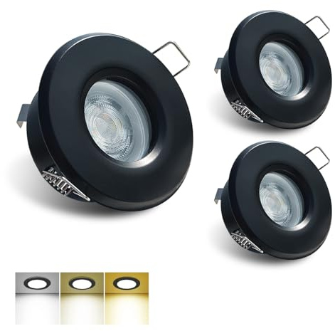 Sweier Einbaustrahler LED Dimmbar 68mm, 6W LED Spots Einbauleuchten Warmweiß Neutralweiß Kaltweiß Einbauspots Mit Speicherfunktion, IP65 Deckenspot für Badezimmer Küche Wohnzimmer Einbauspots, 3er Set