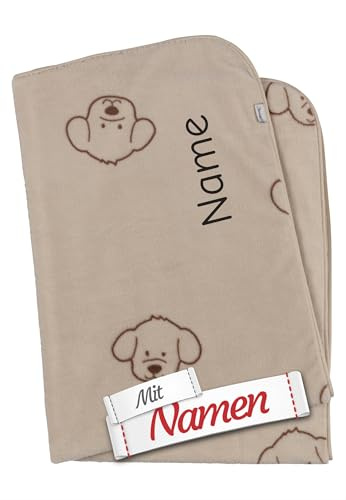 Sterntaler Babydecke mit Namen Bestickt - Bauernhof Hund - Kinder Kuscheldecke 75 x 100 cm, Tierdruck, Cottage Stil, Maschinenwäsche - Geschenk zur Geburt & Kita