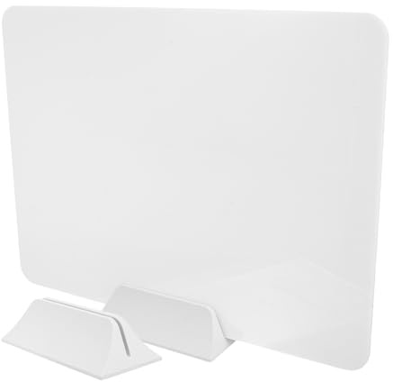 Lurrose Separador de Escritorio de Acrílico Color Claro 30x40 Cm 2 Bases Plásticas, Pantalla Divisoria Portátil para Oficina y Aulas, Panel de Privacidad para Estación de Trabajo y Examen