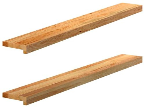 Generico Davanzali 2 pz Marrone Chiaro 120x15x2 cm Legno Massello Rovere,Telai per finestre