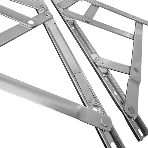 16 Restricted Friction Stay Window Hinges (Left Hand Pair) - 13mm Stack Height | Side Hung UPVC Casement Window Hinge Restrictor | Built-in Child Safety Catch | Auto-Reset Fall Prevention | 413mm