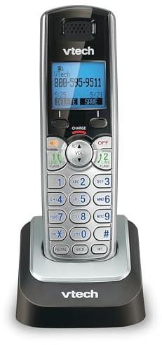 VTech Accessory Handset for DS6151 Series with 2-Line Cordless Phone, Suitable for Small Business or Home, Answering System, Expandable up to 12 Handsets, Intercom, Conference | DS6101 (Black/Silver)