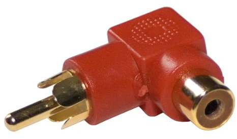 RCA Phono Right Angle Angled Adaptor Male Female - Red