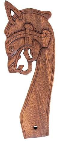 Battle-Merchant Links schauender Drachenkopf aus Holz, ca. 39 x 15 cm