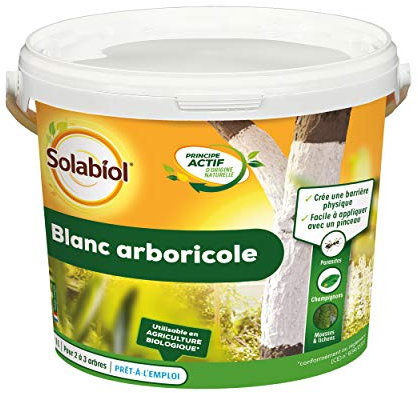 Solabiol Protection des Arbres Blanc Arboricole - Seau 3L - Barrière Physique Contre Les parasites, des Champignons, mousses - 6 à 9 Arbres SOBLANC3