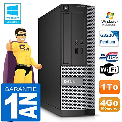 Dell PC 3020 SFF Intel G3220 Ram 4Go Disque 1 to Graveur DVD WiFi W7 (Reconditionné)