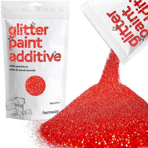 Red Glitter Paint Additive Microfine 100g for Adding Sparkle to Paints & Varnish | Paint Walls Sparkly Add to Emulsion, Acrylic or Lacquer Indoor | Hemway