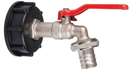 Kugelauslaufhahn - ca. 26mm - 3/4 Zoll AG - & Adapter für IBC Regenwassertanks Messing Wasserhahn für Regentonnen