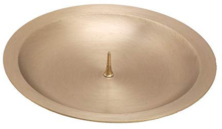 NKlaus Kerzenteller Ø 10cm Kerzenständer Taufkerze Kerzenhalter mit Dorn 1cm Kerzenuntersetzer Messing Stumpenkerzen Kommunion Taufe Gold 2812