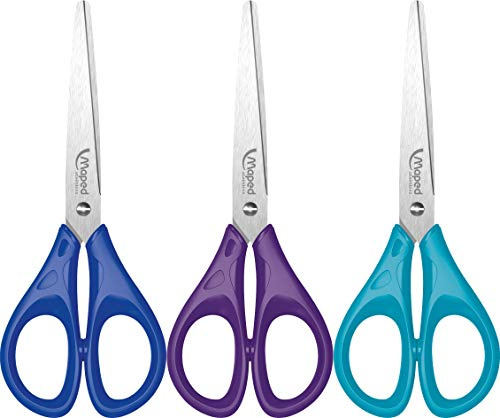 Maped 476110 Essentials Schulschere, 16 cm, blau, lila oder türkis, verschiedene Modelle, 1 Stück