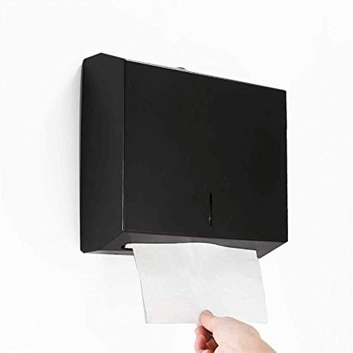 CLQ Mehrfach Gefalteter Handtuchspender Mit Schlüssel- Und Schlossset - Toilettenpapierspender Aus Schwarz Glänzendem Edelstahl