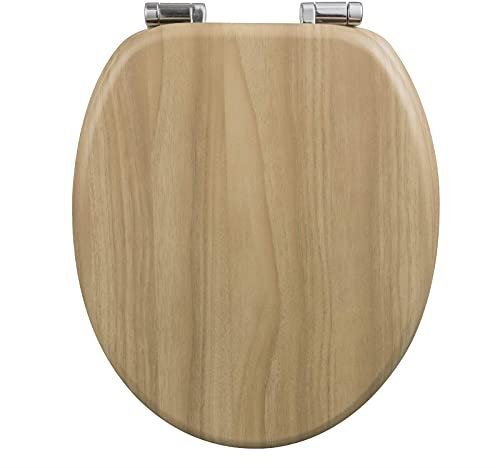 XBSXP WC-Sitz aus Holz, WC-Sitz mit weichem Verschluss und starkem Scharnier Ideal für Standard-WC-Eiche
