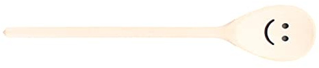 teemando® , Cuillère de cuisine en bois solide avec motif Smiley 1 et texte de votre choix - Personnalisable - Ovale - 30 cm