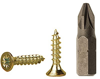 Lot de 100 vis à bois en acier zingué jaune 3,0 x 10 mm, vis à panneaux d'aggloméré, vis Pozi-Drive universelles, PZ entièrement fileté, tête fraisée Pozidriv (100, 3,0 x 10 mm)