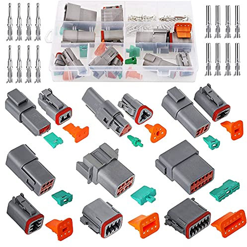 HUAZIZ 6 Sets Ensembles Connecteur Imperméable, Connecteurs DT à 2/3/4/6/8/12 Pin, Auto Terminal Connecteur de Fil de Voiture Électrique Étanche Plug Mâles et Femelles pour Moto Scooter Camion