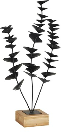 Deco 79 Metal Leaf Decorative Sculpture Home Decor Statue with Wood Base, Accent Figurine 9 x 4 x 18, Black
