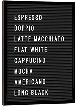 artboxONE Poster mit schwarzem Rahmen 18x13 cm Typografie Letterboard Kaffee - Bild Board Board Coffee