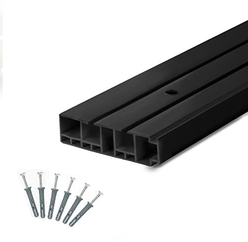 Seiletech.de GARDINENSCHIENE | 240cm | PVC | 2-läufig | schwarz | inkl. Befestigungsmaterial | 2,4m (150cm + 90cm + Verbinder) | Gardinen Schiene Vorhangschienen