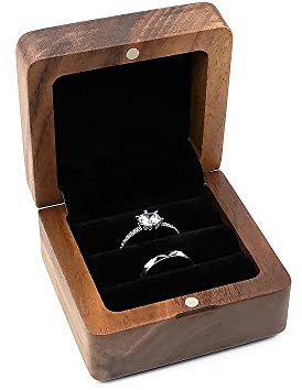 GIVBRO Hochzeitsring Box Holz Retro Verlobungsring Halter Ring Träger Antrag Ring Box Schmuck Aufbewahrungsbox Quadratisch geformt