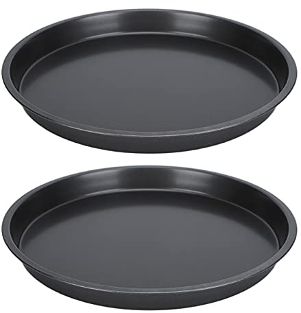 Teglia per pizza profonda, 2 teglie antiaderenti per pizza in acciaio al carbonio addensato Teglia da forno circolare per la cucina di casa Pizza fatta a mano(10inch)