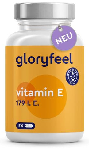 Vitamina E 179 UI - 210 Cápsulas (Para 3 meses) - Potente Antioxidante de D-α-tocoferol (la forma más Bioactiva de Vitamina E) - Protege las celulas del estres oxidativo* - Sin aditivos ni OGM