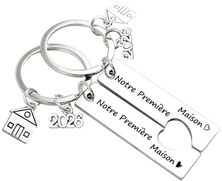 Venevon Porte clé Maison Couple Personnalisé: Ensemble de 2Pcs Porte Clef en Acier Inoxydable - pour la Maison - Cadeau Amour de Pendaison de Crémaillère
