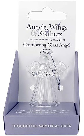 Glass Angel Hanging Ornament - 4.5cm High | Hanging Cord Included | Bereavement Memorial Gift
