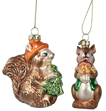 Christbaumschmuck Glas Eichhörnchen / Hase 11cm Weihnachtskugeln - Braun