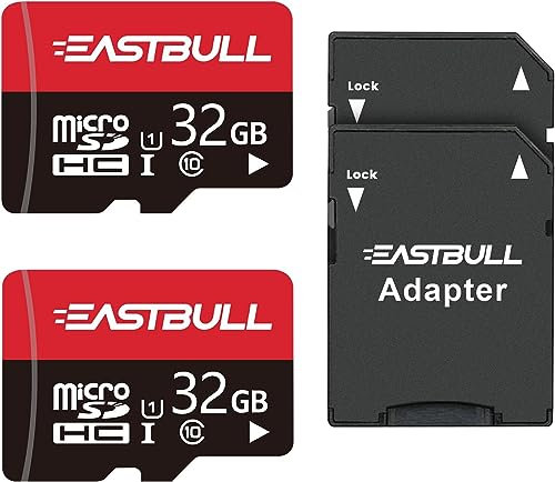 EASTBULL Micro SD Speicherkarten 32GB, microSDHC-Speicherkarte + SD-Adapter, Smartphones, Desktop-Computer und Drohnen, A1 U1 C10 V10, Full
